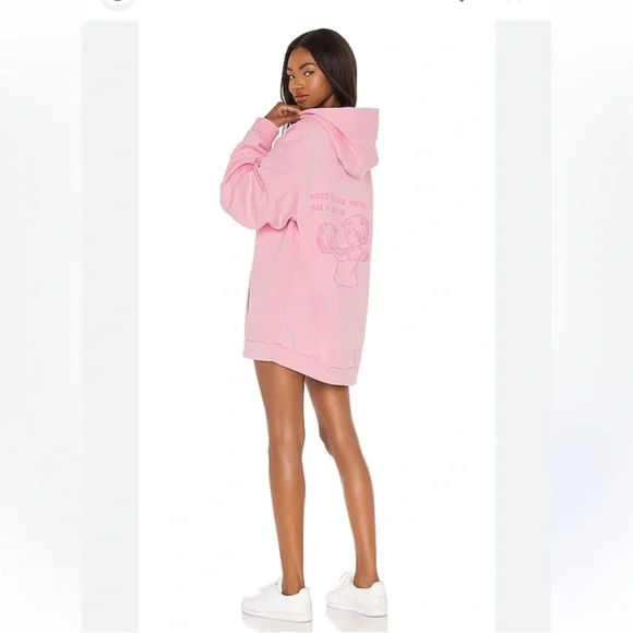 Revolve x Boys Lie Dangerous Affection Hoodie Dress Baby Pink OS - Picture 1 of 7